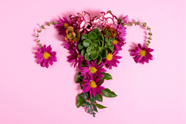 Flores formando um útero, simbolizando o significado espiritual da endometriose