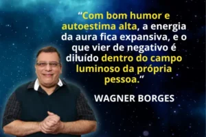 Wagner Borges compartilhando ensinamentos sobre espiritualidade, ajuda espiritual e proteção espiritual em um fundo de estrelas.